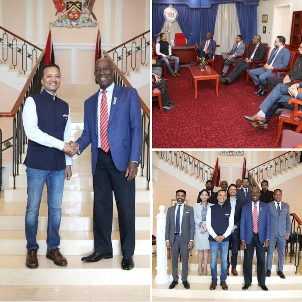 Prime Minister Rowley met with Indian businessman Naveen Jindal.Photo courtesy OPM -