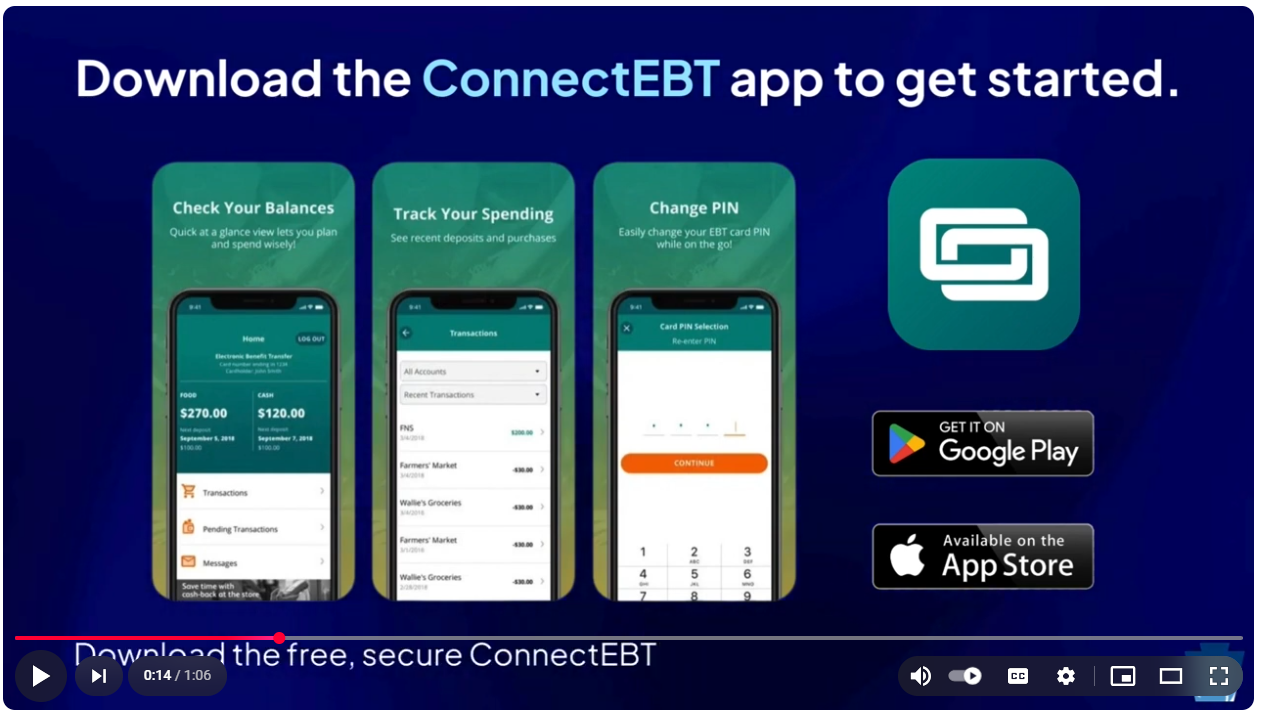 Graphic asking EBT Card users to Download the ConnectEBT application if they wish to use the lock feature on their account.