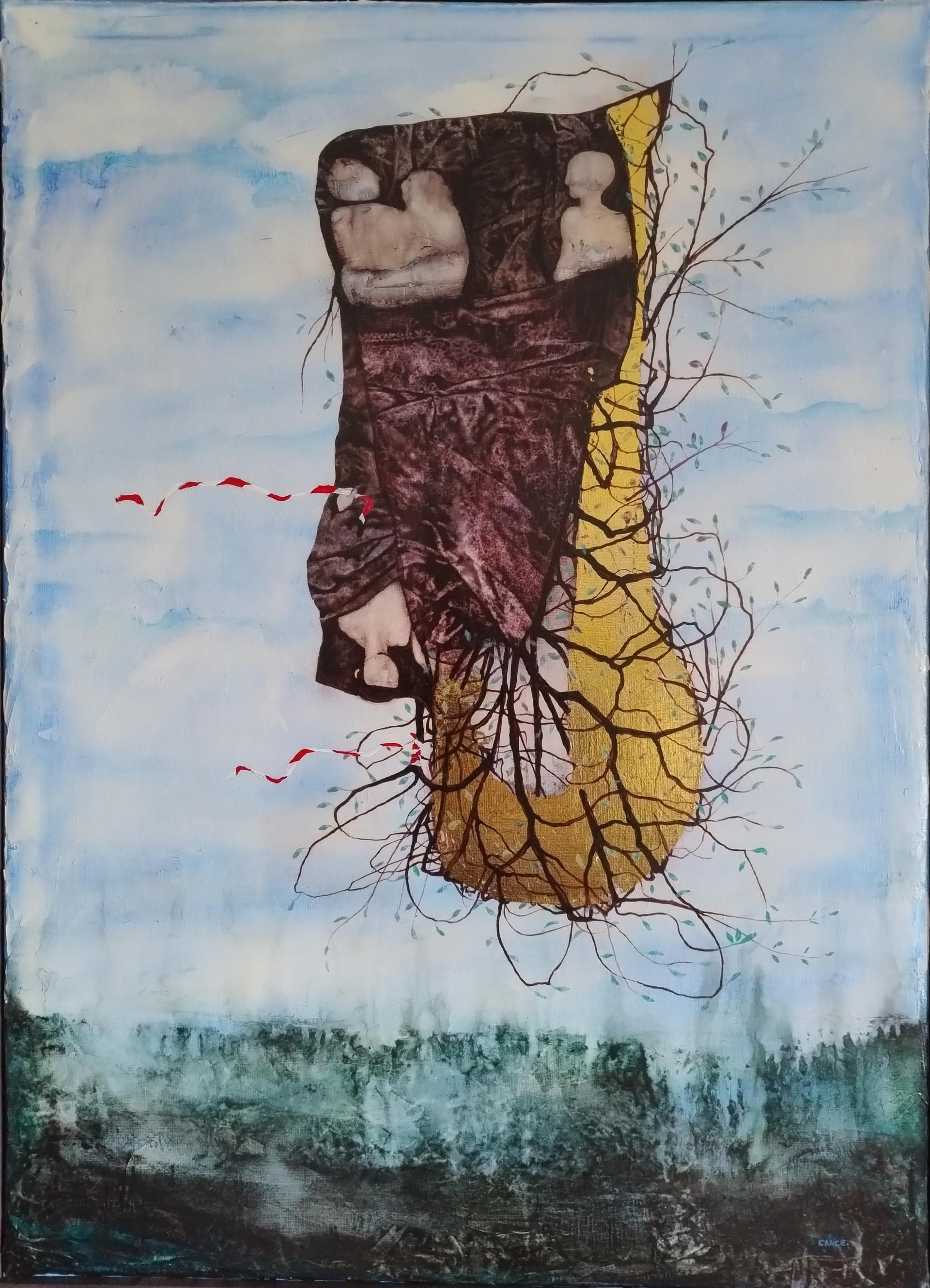 Paolo Cancelliere, VAGANTI, acrilico su tela 50x70, 2024