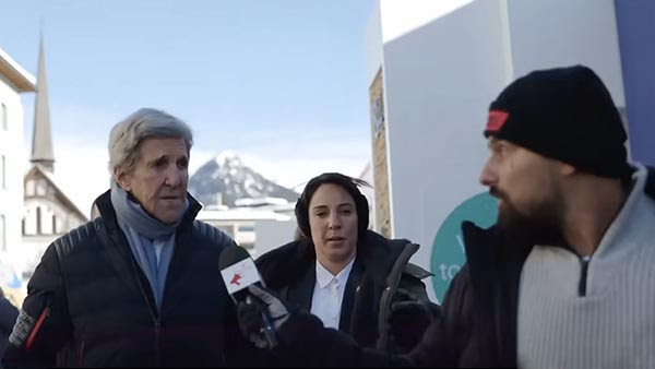 Watch: John Kerry Snaps at Reporter Asking Him About His 'Carbon Footprint' at Davos