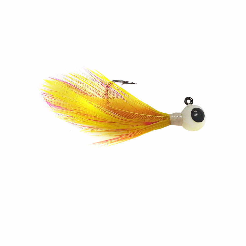 Image of PINK/YELLOW TUNGSTEN FEATHER JIG