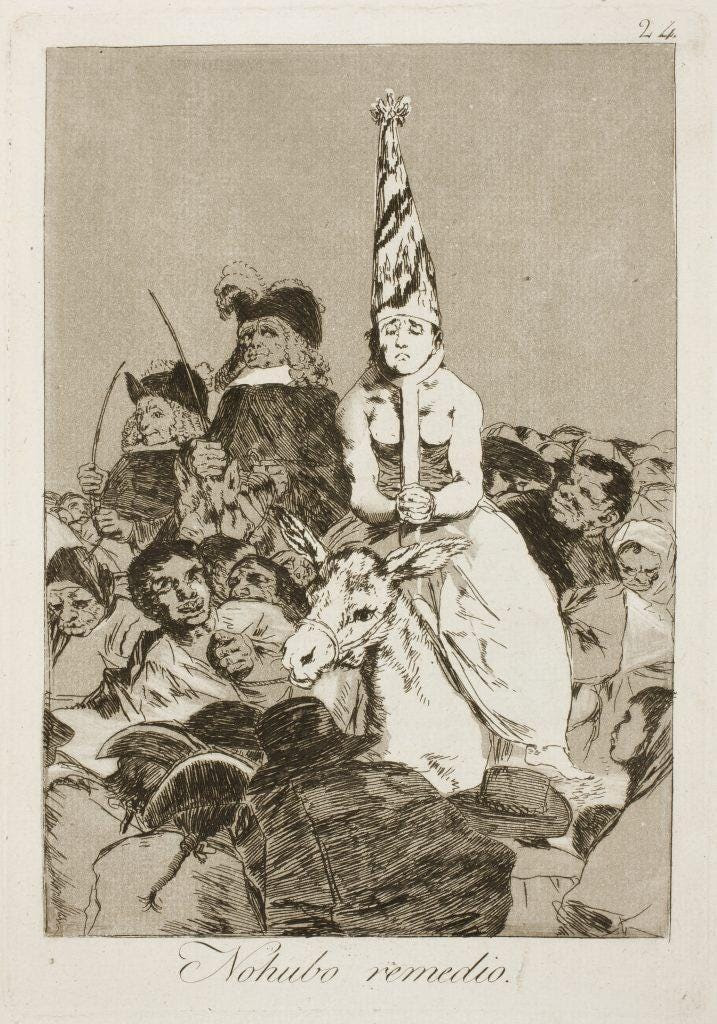 Francisco Goya, No Hubo Remedio (There Was No Help), plate 24 from Caprichos, 1799, Museo del Prado, Madrid, Spain.