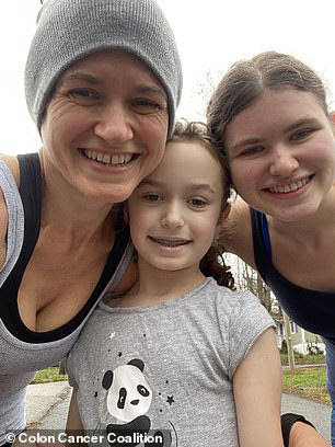 Laurie Koshers, pictured above with two of her children, was diagnosed with stage 3 colon cancer at 44 years old