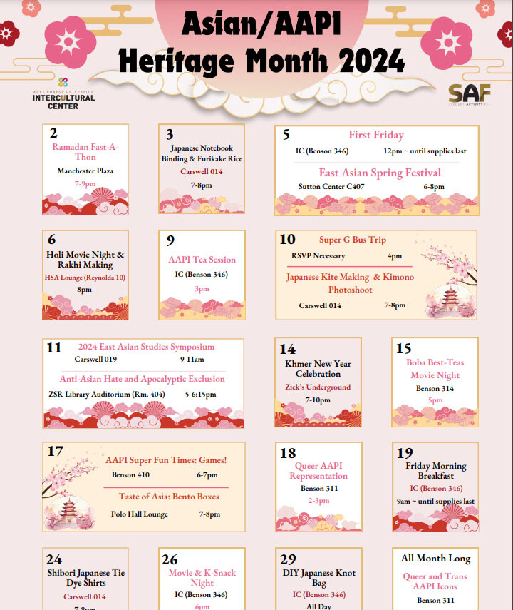 Asian/AAPI Heritage Month events for April 2024