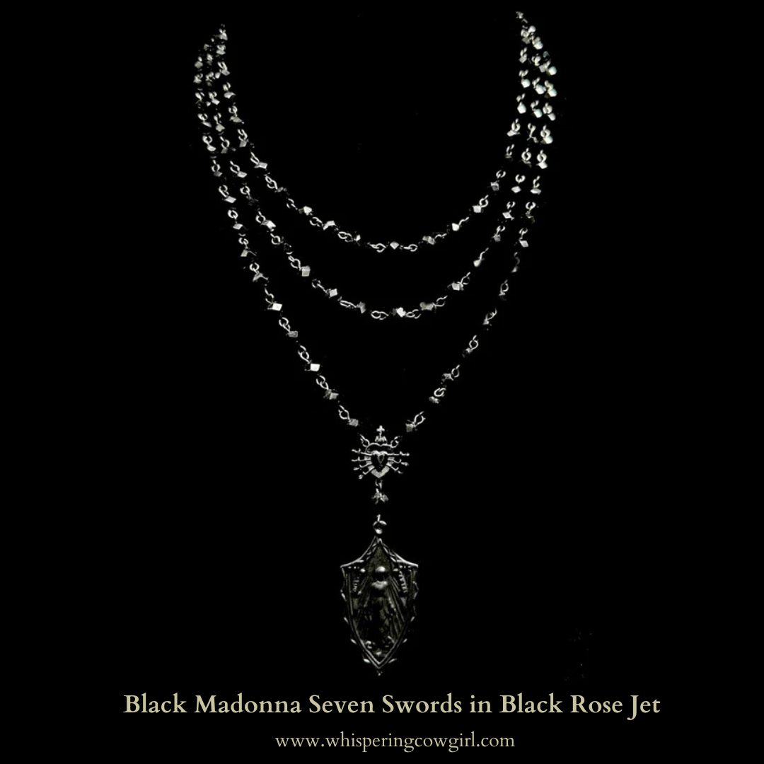 Whispering Cowgirl Black Madonna Seven Swords Necklace