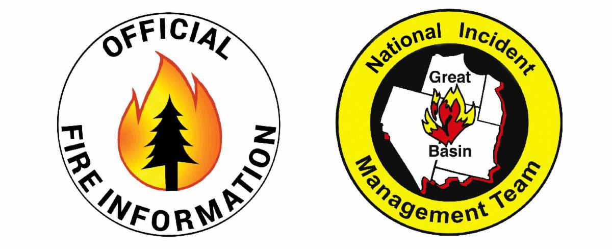 Two logos one that says Official Fire Information and the other that says National Incident Management Team Great Basin