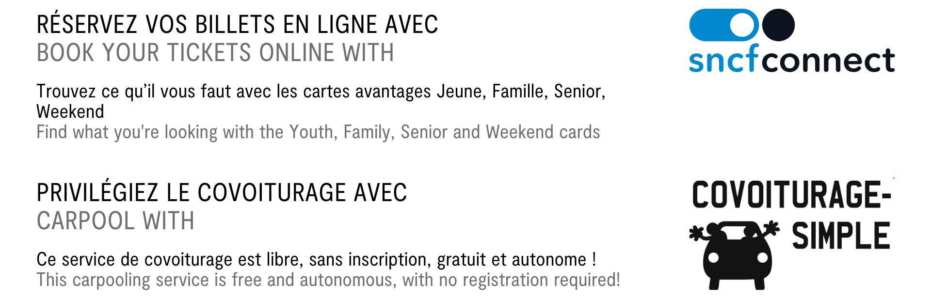 Transports - Infos pratiques - SNCF Connect et Covoiturage simple