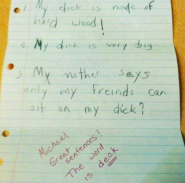 Oh, what teachers put up with... classic elementary school homework blunder