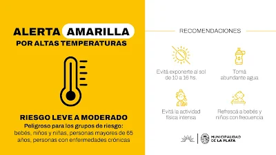 Personas en La Plata tomando medidas preventivas ante un período de altas temperaturas para evitar golpes de calor