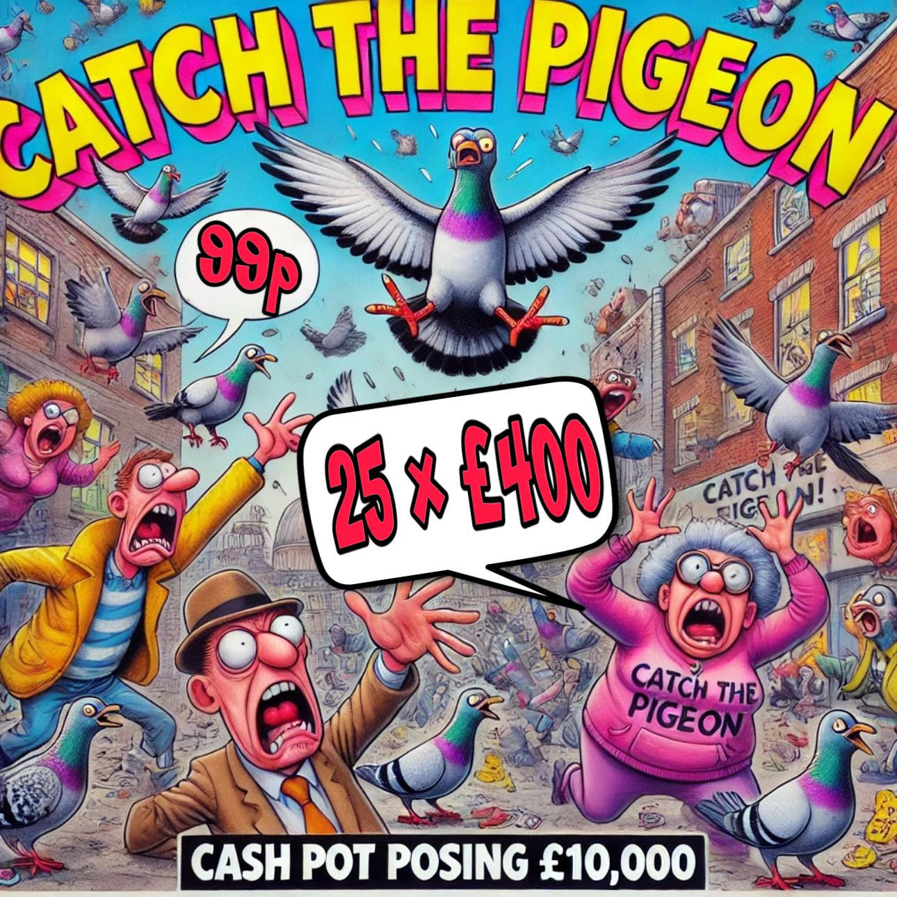 Image of CATCH THE PIGEON INSTANT WIN COMP! WIN £10,000 – 25 X £400 INSTANT WINS + £400 END PRIZE FOR 99p#1