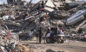 Esta área de Rafah, en el sur de Gaza, fue reducida a ruinas durante los bombardeos y ataques terrestres israelíes.