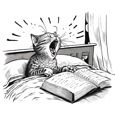 read-cat-yawn