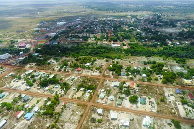 Vista aérea de Lethem na Guiana, que faz fronteira com Boa Vista, Roraima