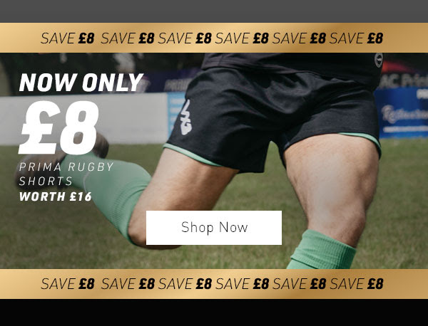 now only £8 - rugby shorts