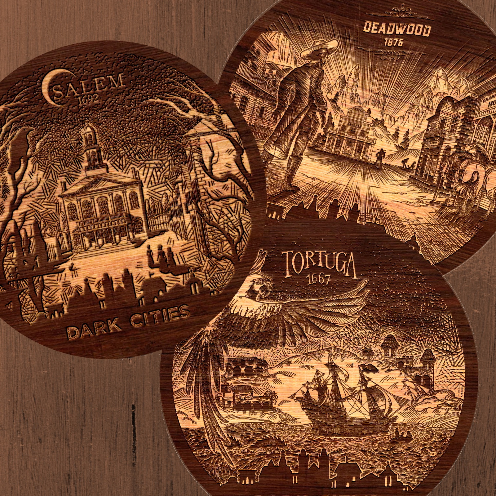 Dark Cities coasters