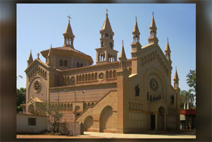 A large church with several spires.