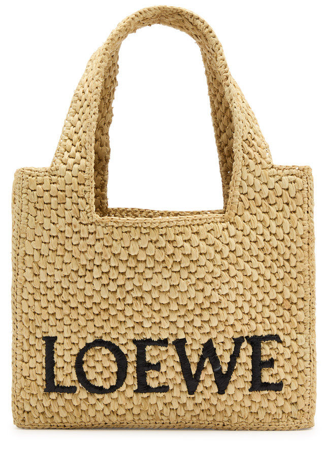 LOEWE X Paula's Ibiza logo mini raffia tote