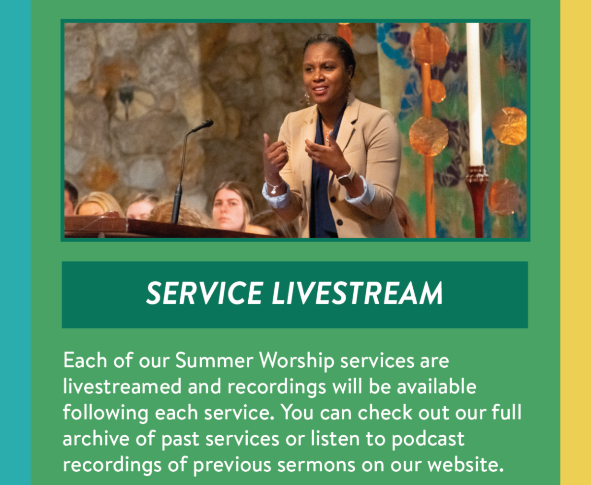 Service Livestream - Each of our Summer Worship services are livestreamed and recordings will be available following each service. You can check out our full archive of past services or listen to podcast recordings of previous sermons on our website.