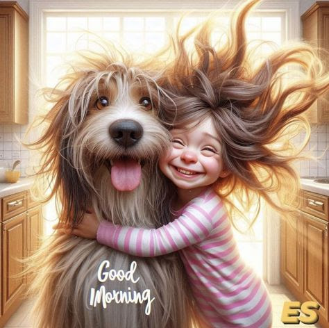 Dog-Girl-Good-Morning