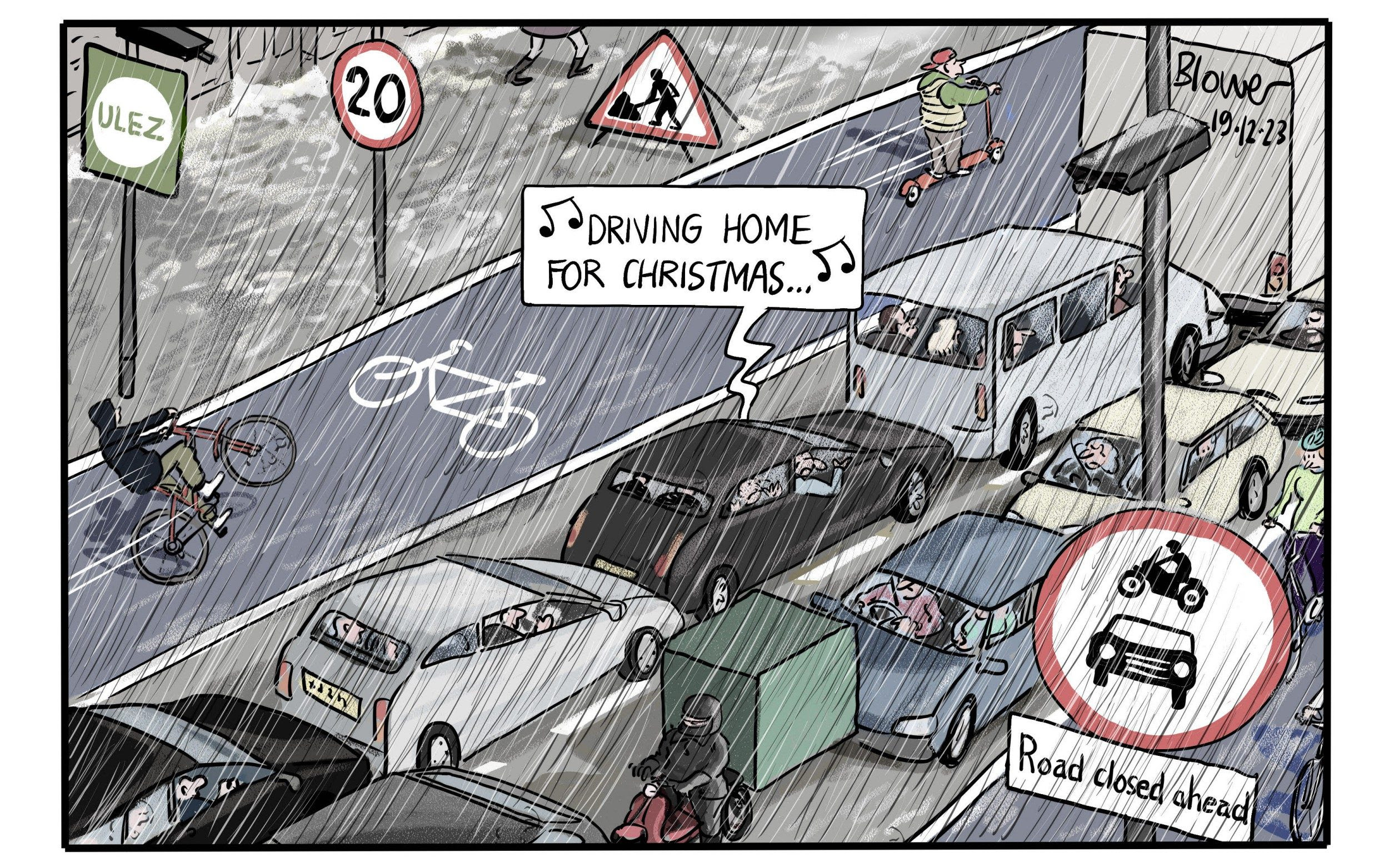Britons are 'driving home for Christmas', but the roads are jammed.