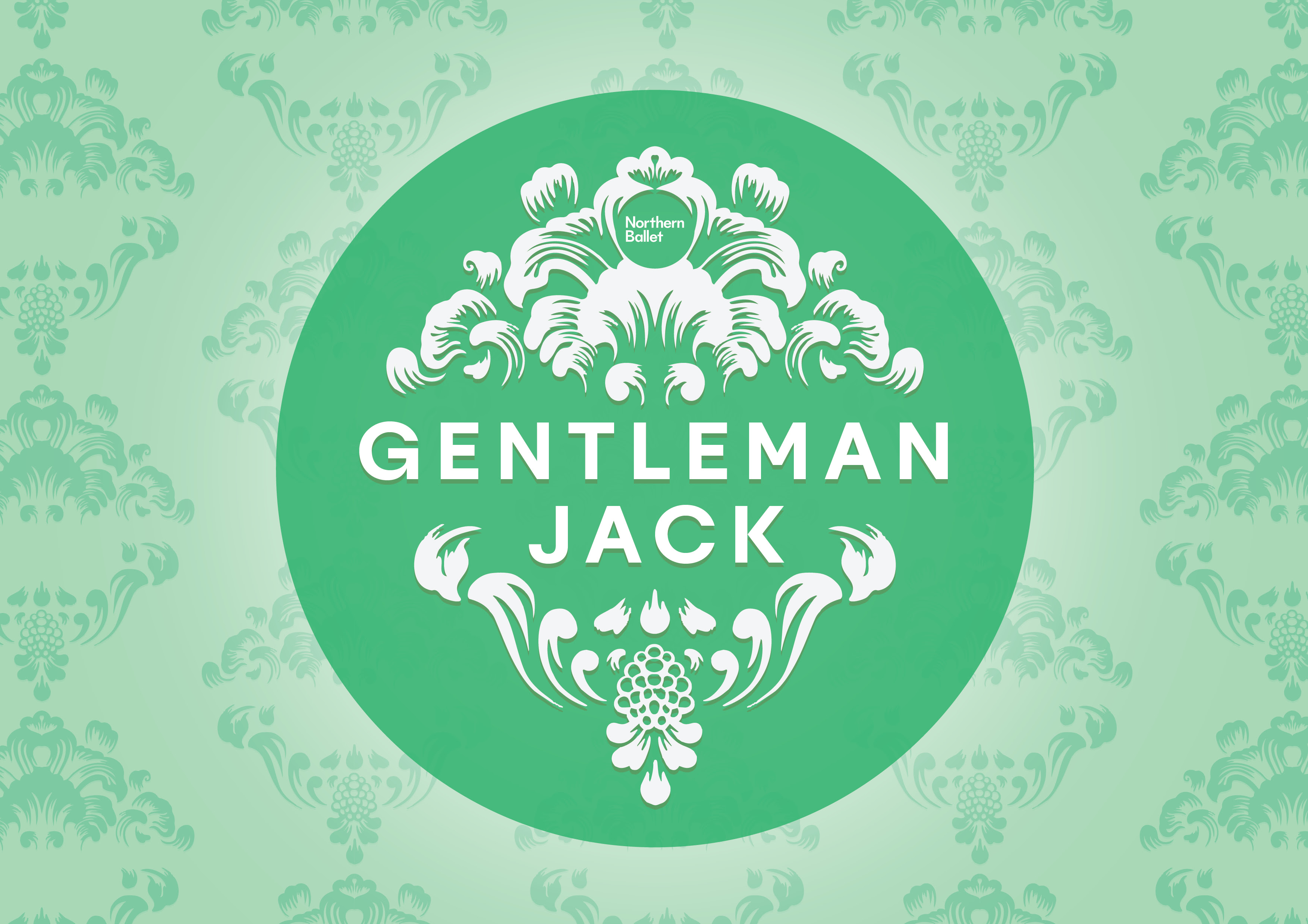 A green backdrop with Georgian patterns.