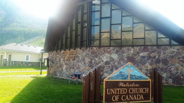 Waterton United Church of Canada Exterior on Sunny day