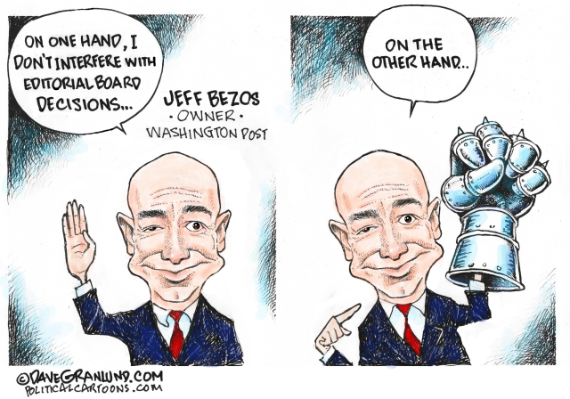 Bezos and Washington Post turmoil by Dave Granlund, PoliticalCartoons.com