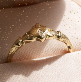 Claddagh North Star Diamond Gold Ring