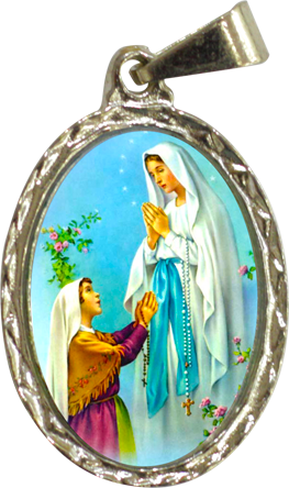 medalha de Nossa Senhora de Lourdes já benta por um sacerdote