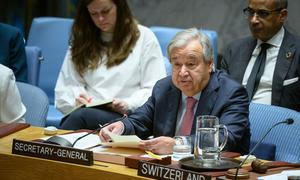 El Secretario General António Guterres interviene en la reunión del Consejo de Seguridad sobre la situación en Oriente Medio.