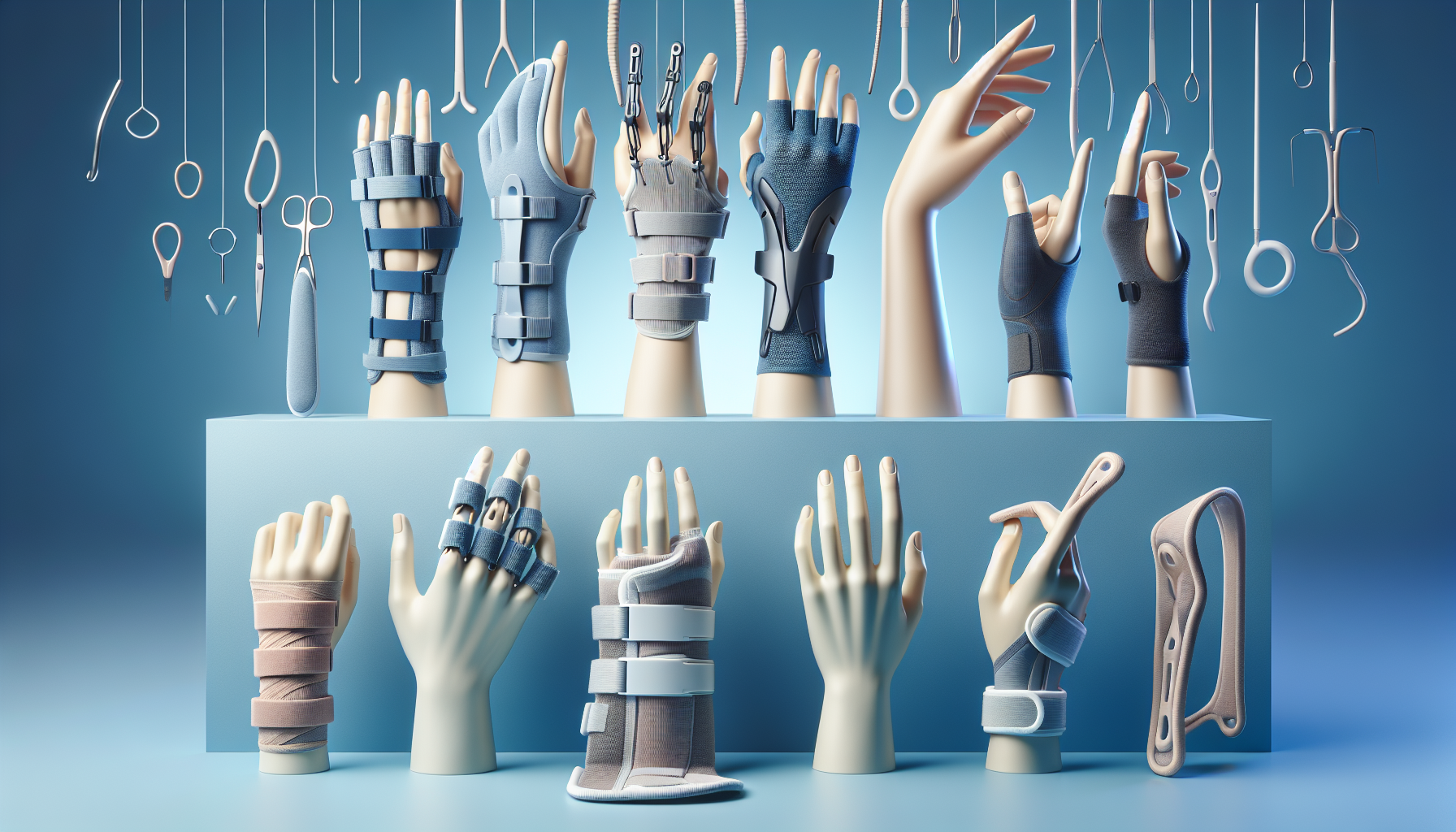 Illustration of assistive devices for arthritic fingers
