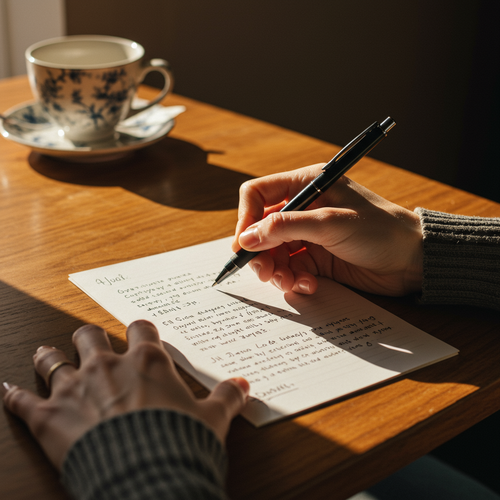note, memo, pen, female hand