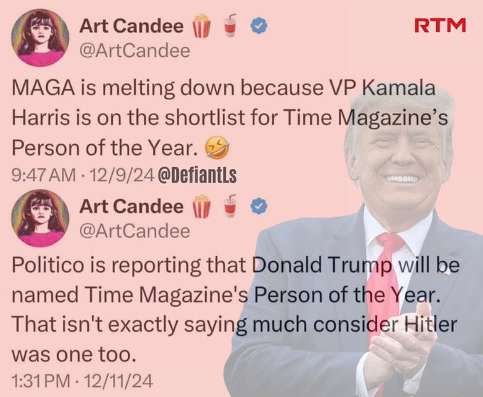 Hypocrite Art Candee switches views about Time Magazine and Trump.