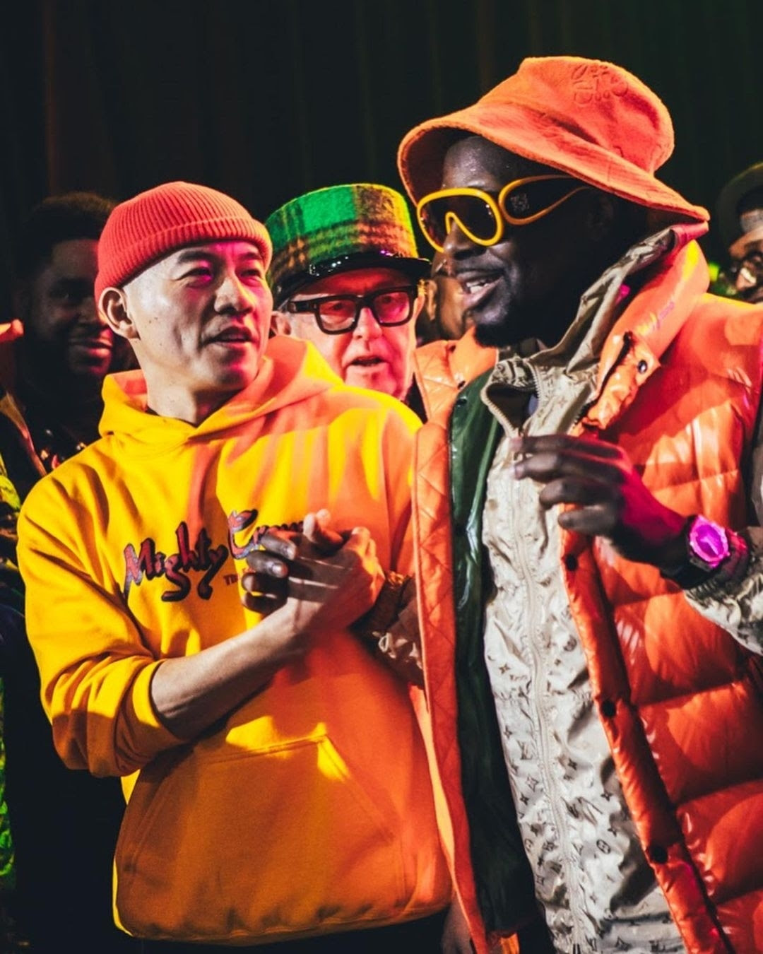 Wyclef Jean celebrates Mighty Crown at 'World Bash.' Pictured are Masta Simon, Wyclef and David Rodigan (Photo Credit: Junyo Thirdeye S-Steady)