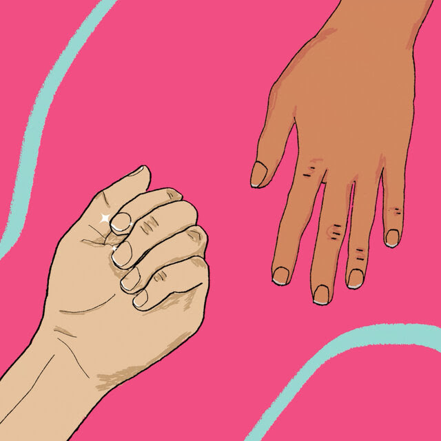 An illustration of three hands displaying their nails.