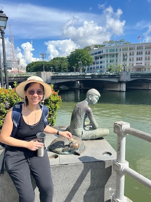 The author hard at work in Singapore