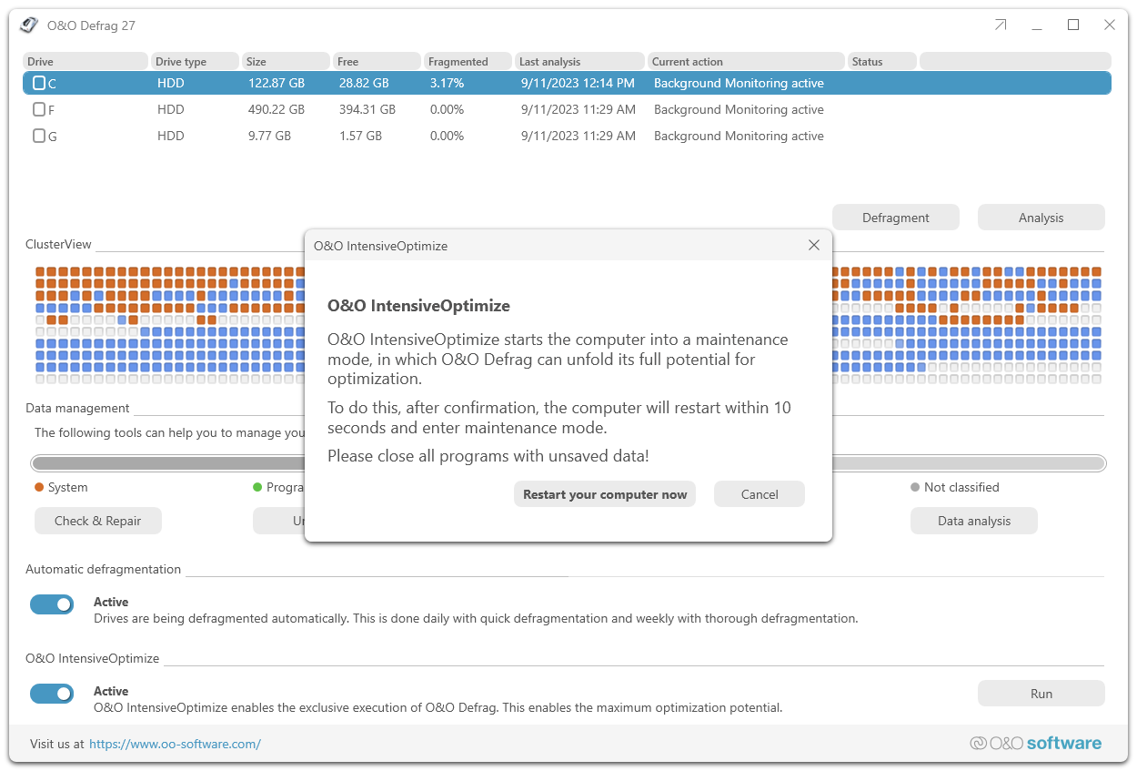 O&O Defrag 27 Professional Edition - Screenshot