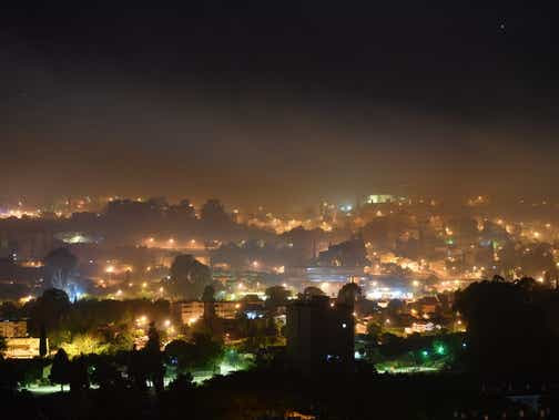 Fires blazing in and around Kiryat Shmona on Monday night.