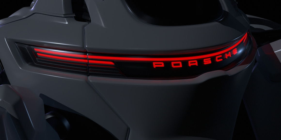 La espalda del meca de D.Va está inspirada en el diseño del nuevo Porsche Macan Electric.