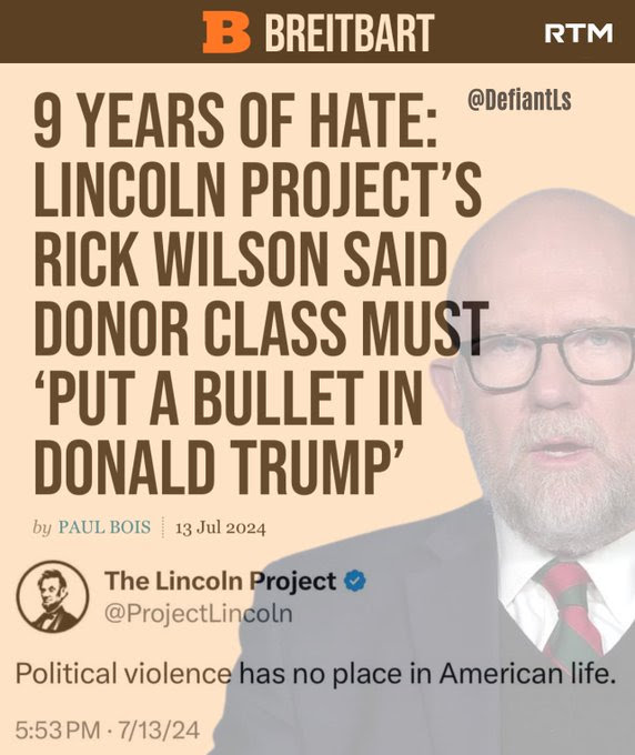 Hypocrite, Lincoln project spokesman callk for assassination then says political violence is no good.