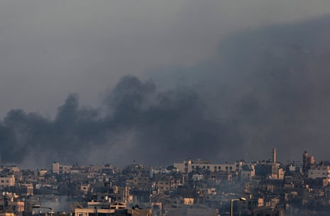 Smoke rises following Israeli airstrikes in Khan Younis, in the southern Gaza Strip