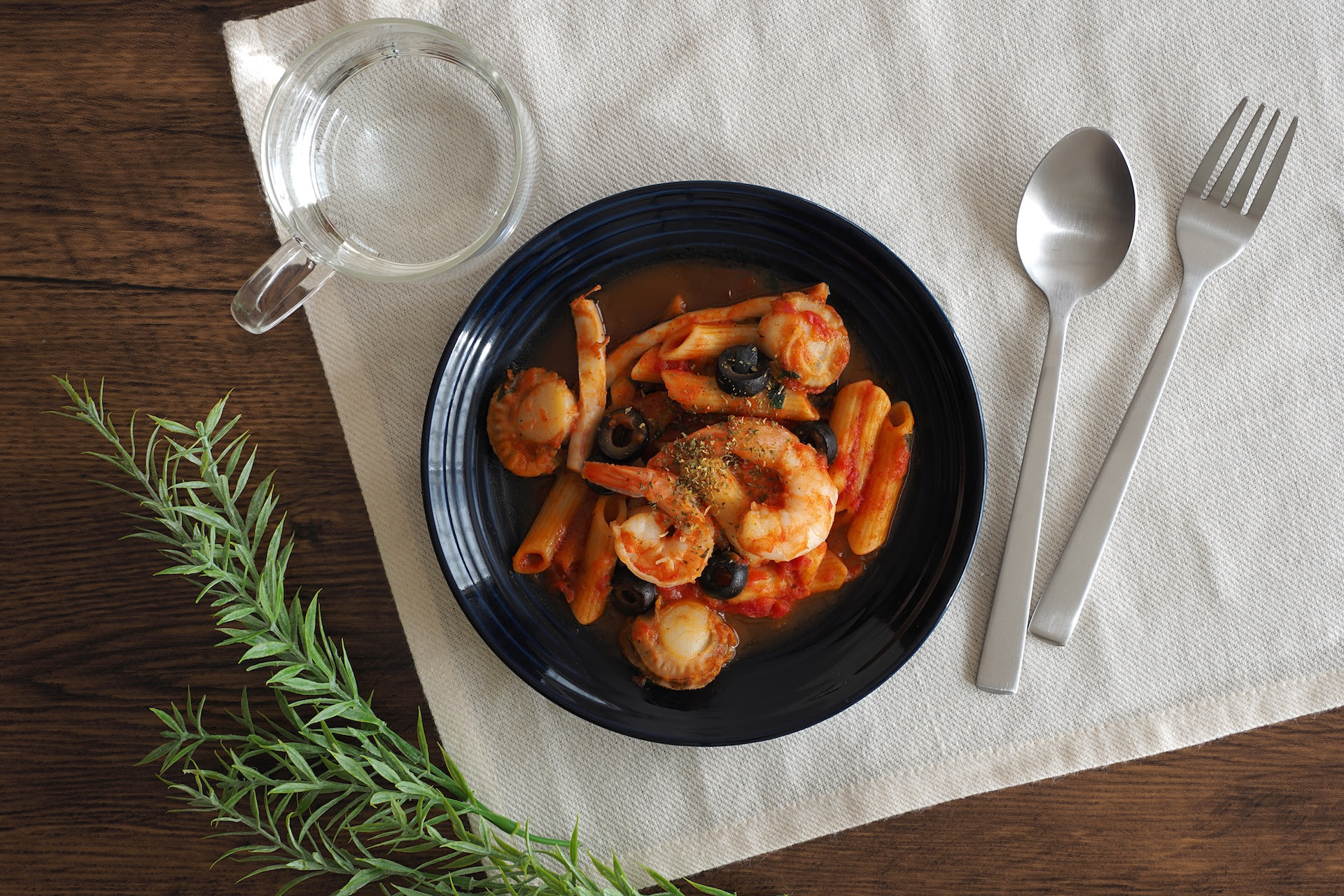 ペスカトーレパスタ_イタリアン料理_俯瞰