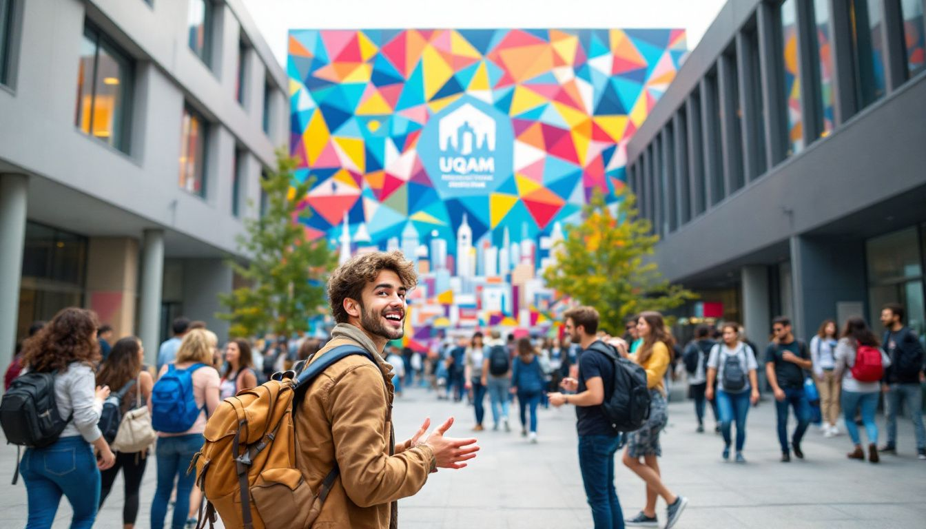 Un étudiant partageant son expérience sur le campus de l'UQAM.