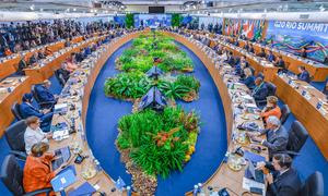 Vista general de los participantes en la Cumbre del G20 que se celebra en Río de Janeiro, Brasil.