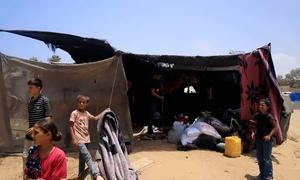 Niños desplazados en Gaza.