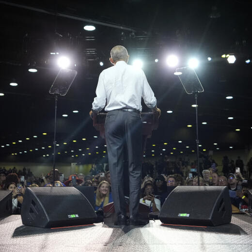 Former President Barack Obama speaks at a campaign rally supporting Democratic presidential nominee Vice President Kamala Harris, Tuesday, Oct. 22, 2024, in Detroit. (AP Photo/Paul Sancya)