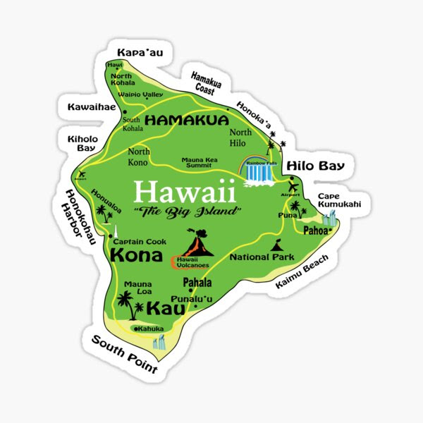 Hawaii Big Island Map" Sticker for Sale by AnimalCreations | Redbubble