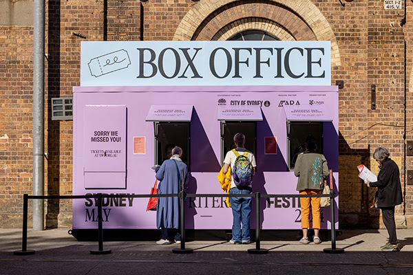 People line up at the Festival box office.