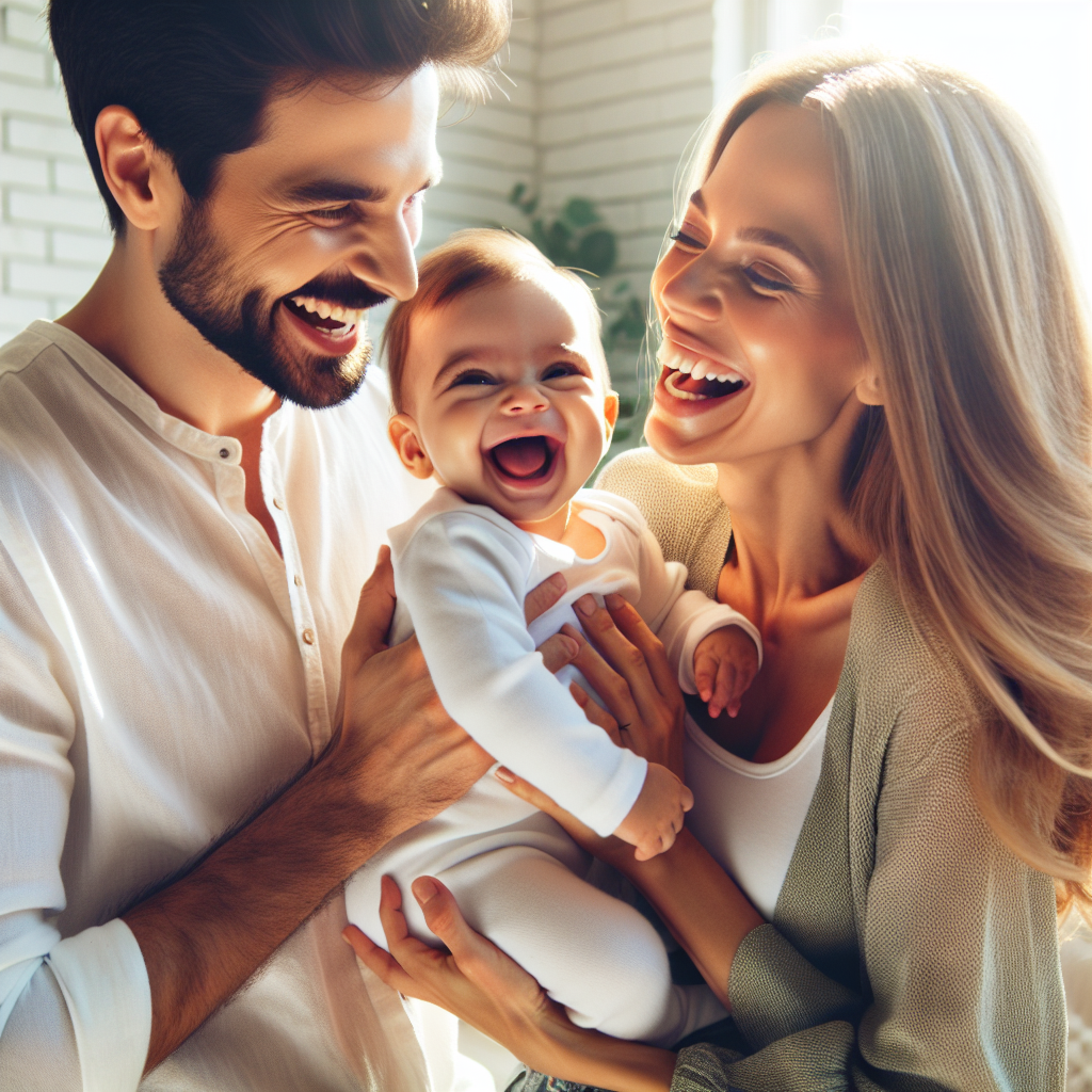 Lachende ouders met hun kleintje