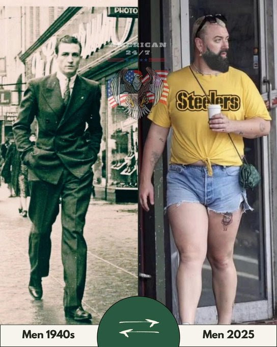 Contrasting men from 1940 to today.